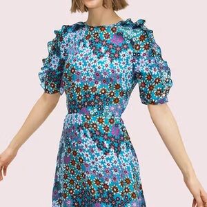 Kate Spade Vibrant Floral Long Sleeve Dress